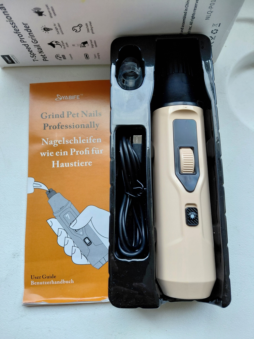 Beige Pet Nail Grinder – Rechargeable Electric Trimmer